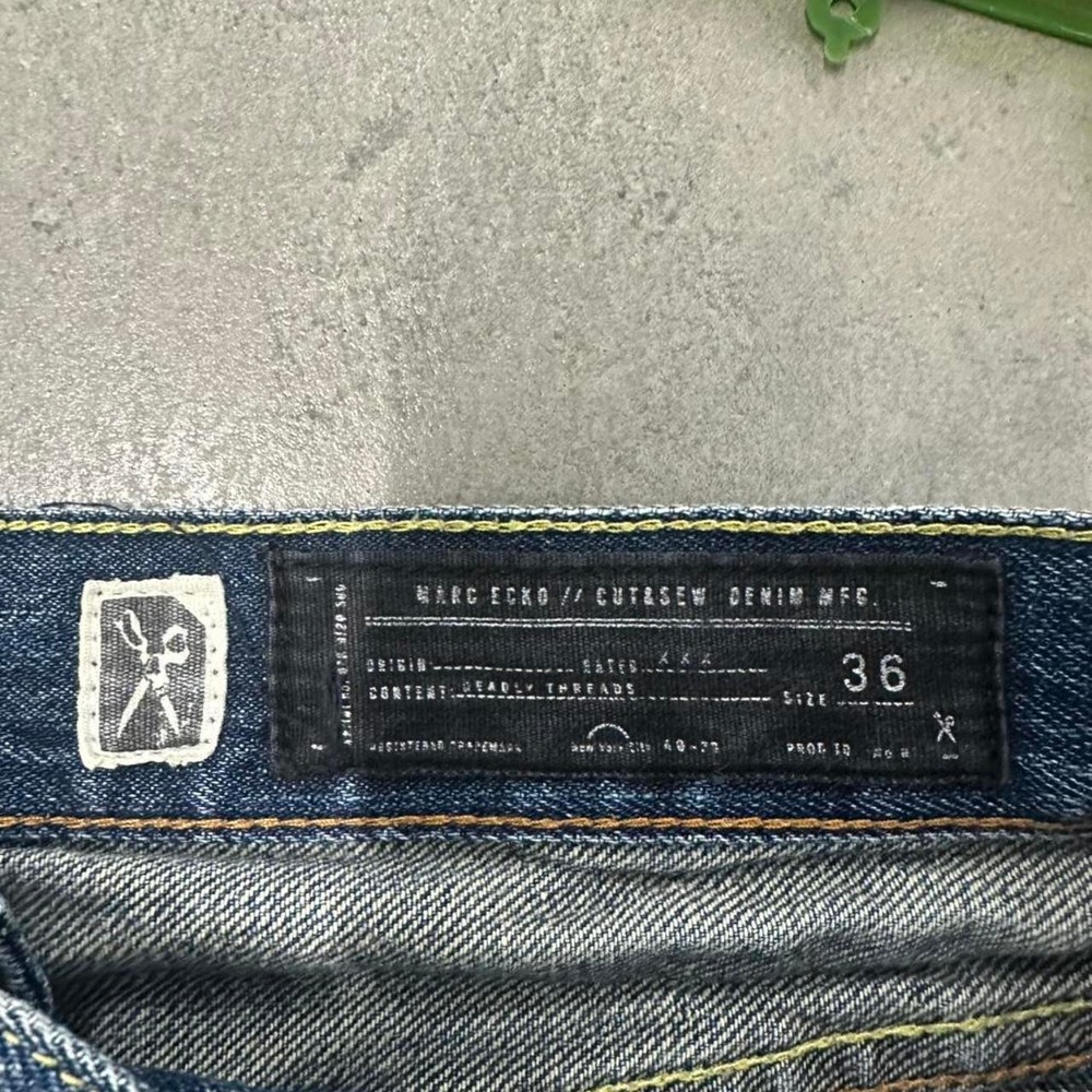 Y2K Marc Ecko Cut & Sew Distressed Dark Wash Jeans - Picture 8 of 8